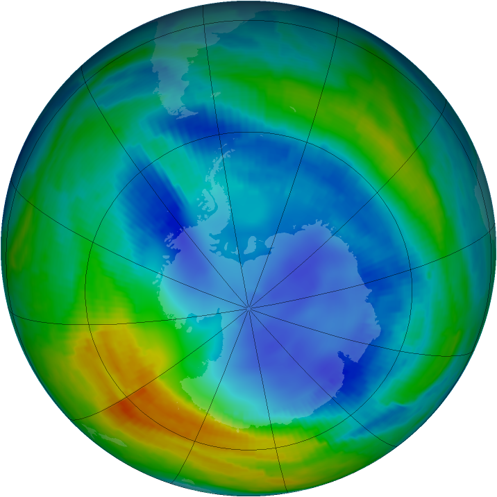 Antarctic ozone map for 15 August 1997